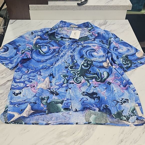 Dior Blue Artistic Short Sleeve Shirt - Picture 1 of 6